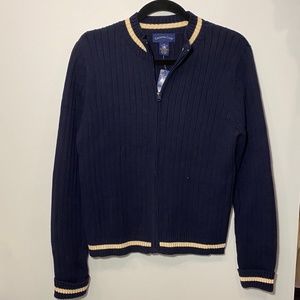 Charter Club Navy Blue Knit Zip Up